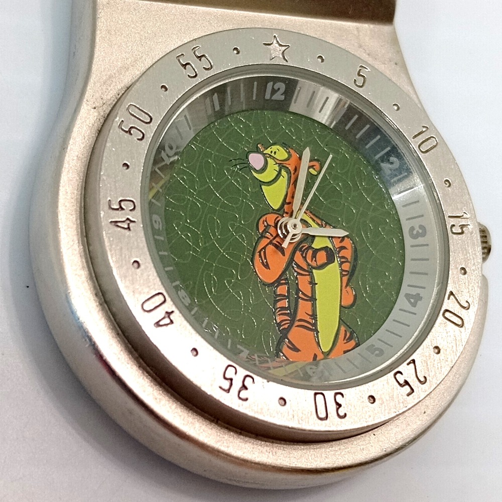 Disney Tigger Clip-On‎ Keychain Watch Green Dial Japan Quartz 40mm New Battery